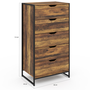 Voir la diapositive 5 : ID MARKET Chiffonnier 5 tiroirs HAWKINS 60 cm commode semainier bois foncé design industriel