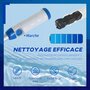 OUTSUNNY Aspirateur balai électrique sans fil piscine spa - manche télescopique 100-150 cm - roulettes, brosse, sac filtrant - ABS alu. - blanc bleu