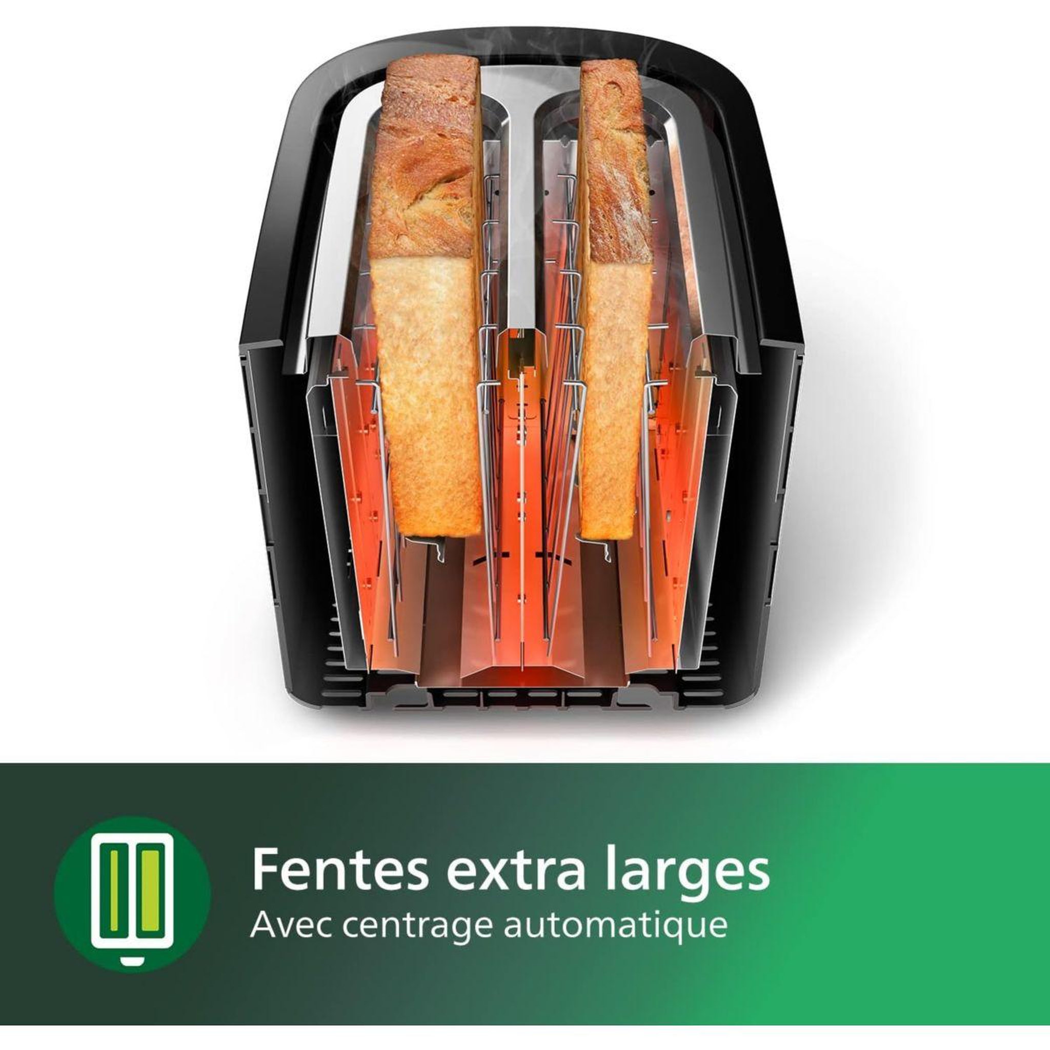 Voir la diapositive 3 : Philips Grille-pain hd2650/90 toaster métal, 2 fentes, 950w