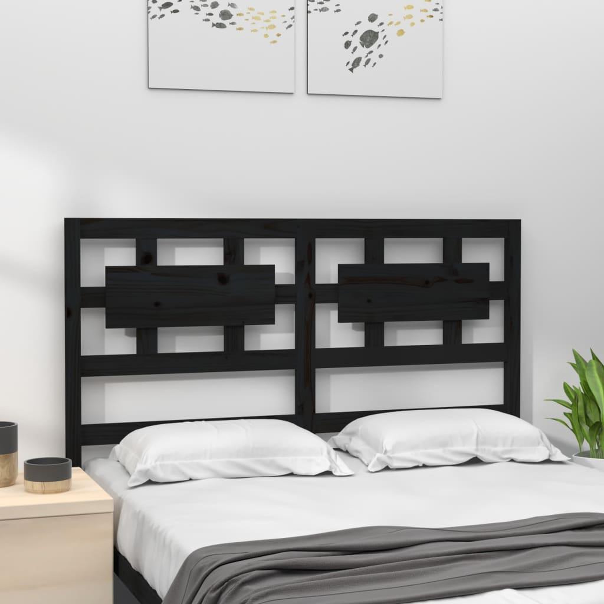 Voir la diapositive 3 : VIDAXL Tete de lit Noir 165,5x4x100 cm Bois massif de pin