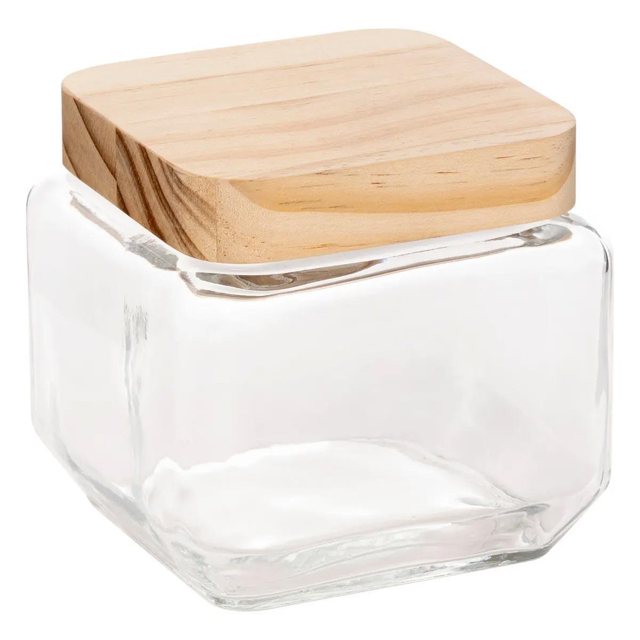 FIVE Bocal carré verre & pin  nyna  0,85l transparent