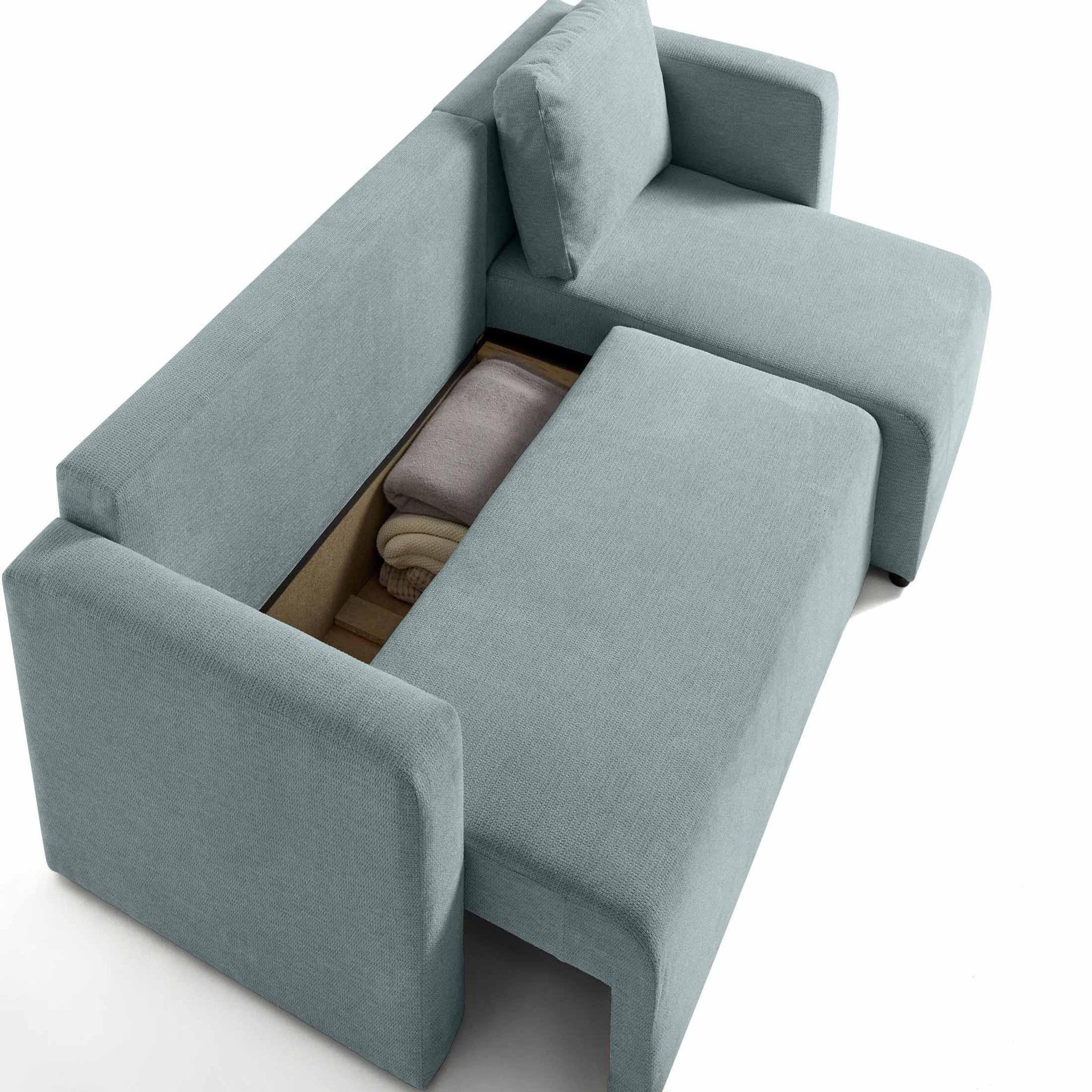 Voir la diapositive 5 : BEST MOBILIER Canopy - canapé d'angle réversible - 4 places - convertible avec coffre - en tissu texturé