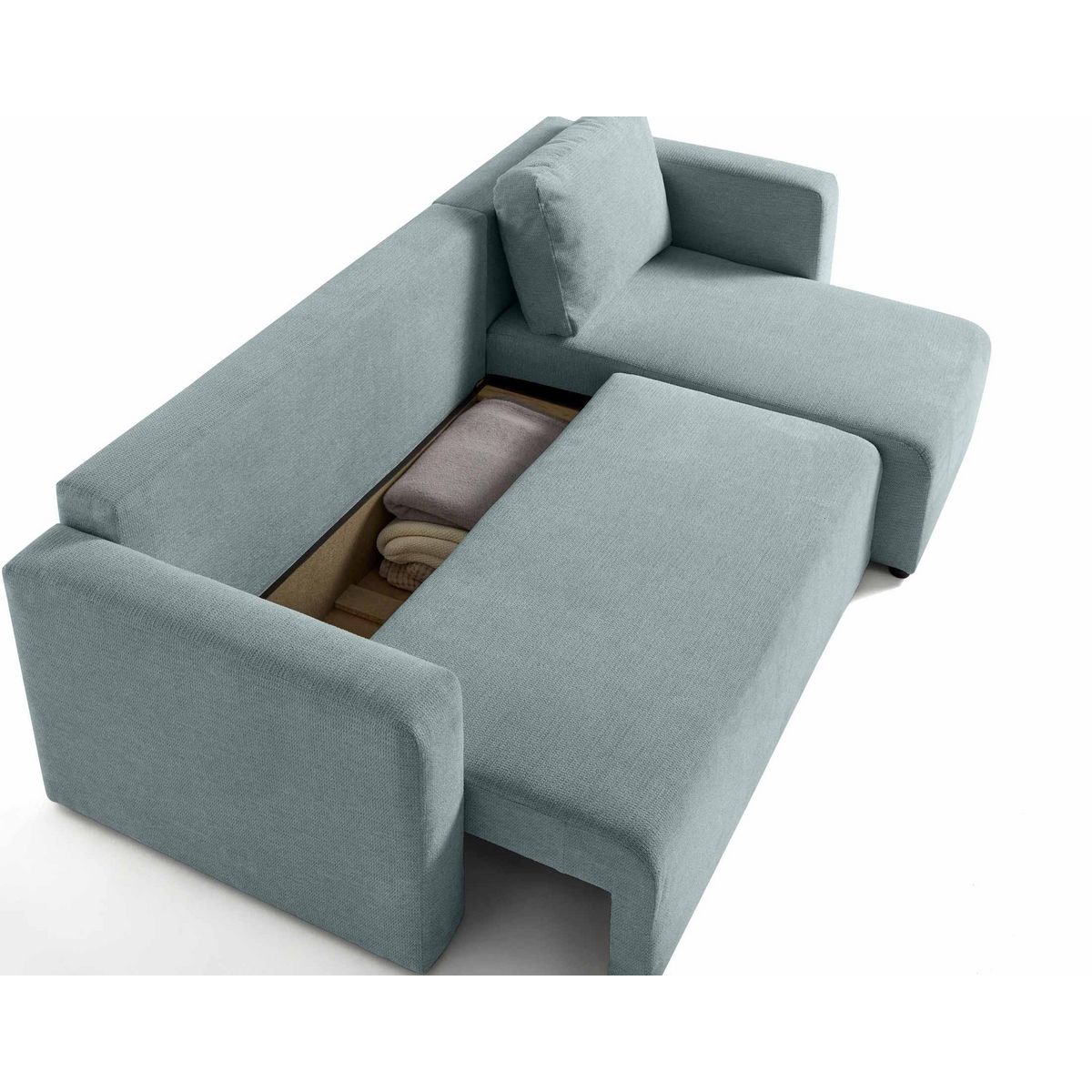 BEST MOBILIER Canopy - canapé d'angle réversible - 4 places - convertible avec coffre - en tissu texturé