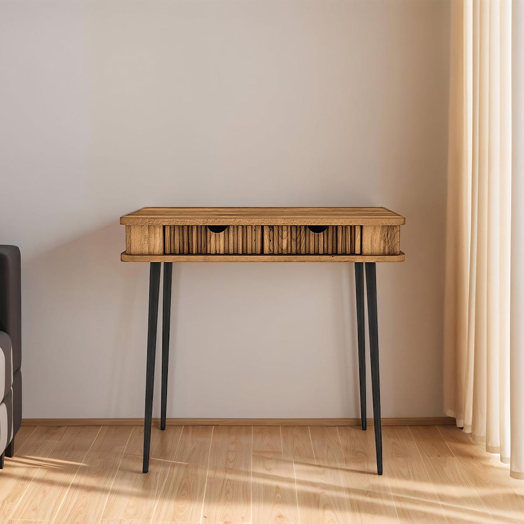 Voir la diapositive 1 : MAISON AUBERTIN Console bois hêtre amalfi 90x46 cm - Naturel