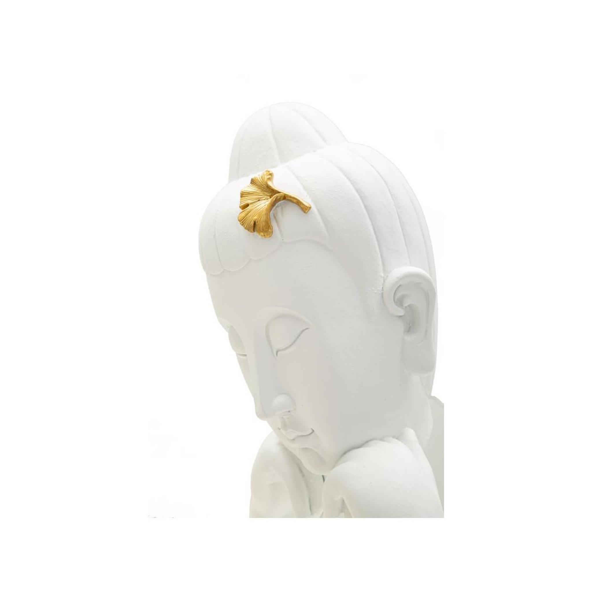 Voir la diapositive 4 : Paris Prix Statuette déco en résine  bouddha mains  36cm blanc