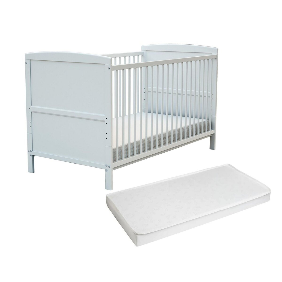 AT4 Lit bébé évolutif avec matelas ESSENTIEL 70 x 140 cm en bois