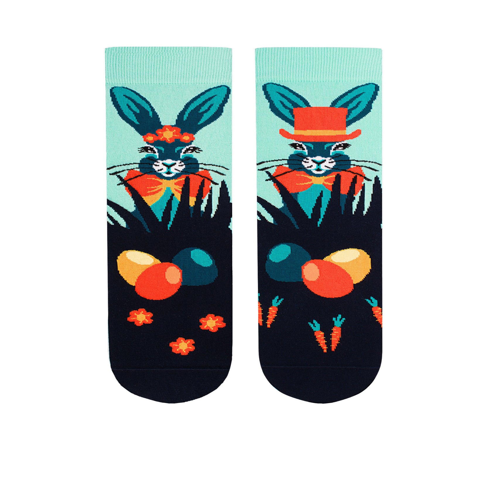 PIRIN HILL Chaussettes arty lapins de pâques - bleues & menthes