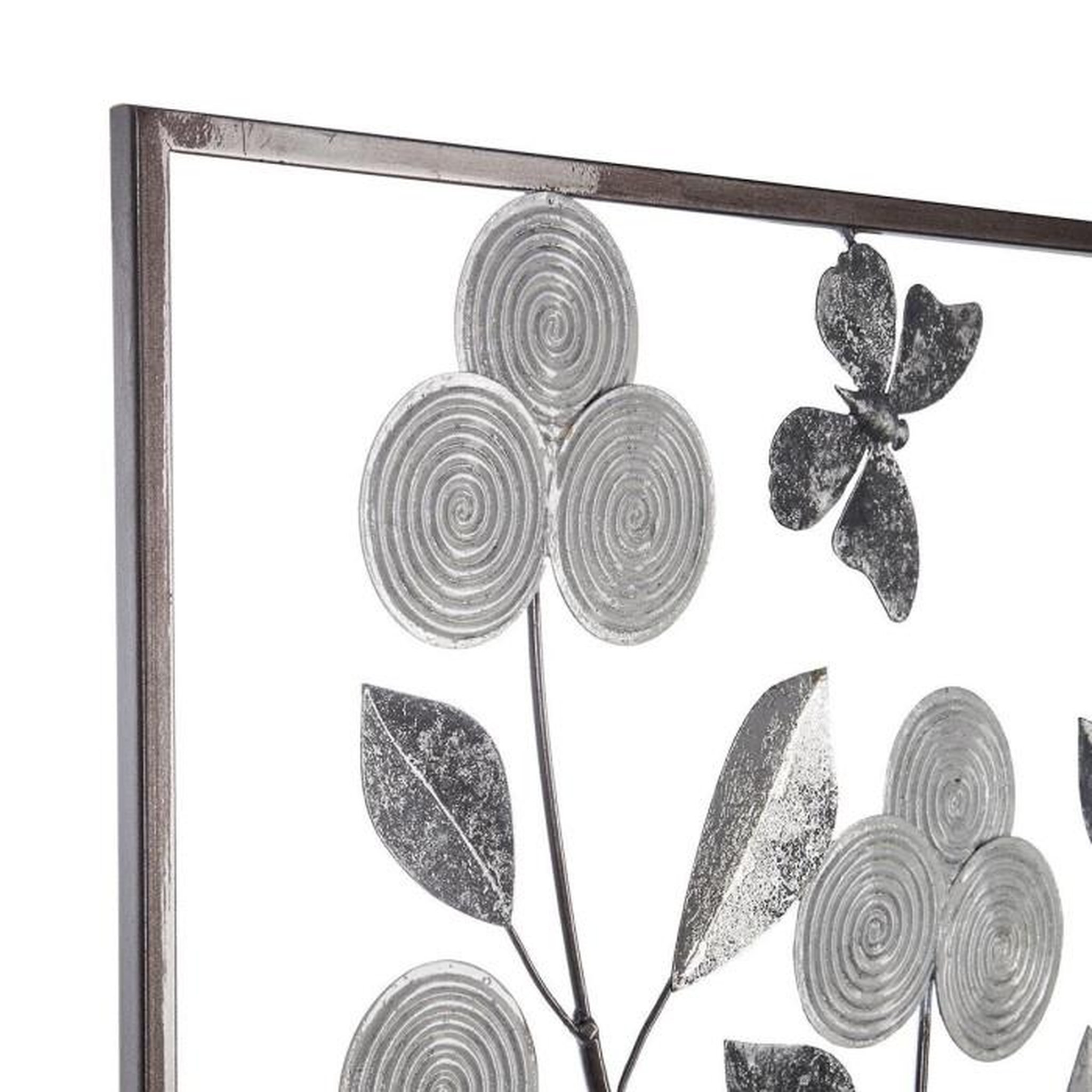 Voir la diapositive 3 : ATMOSPHERA Décoration murale métal  fleurs  50cm argent