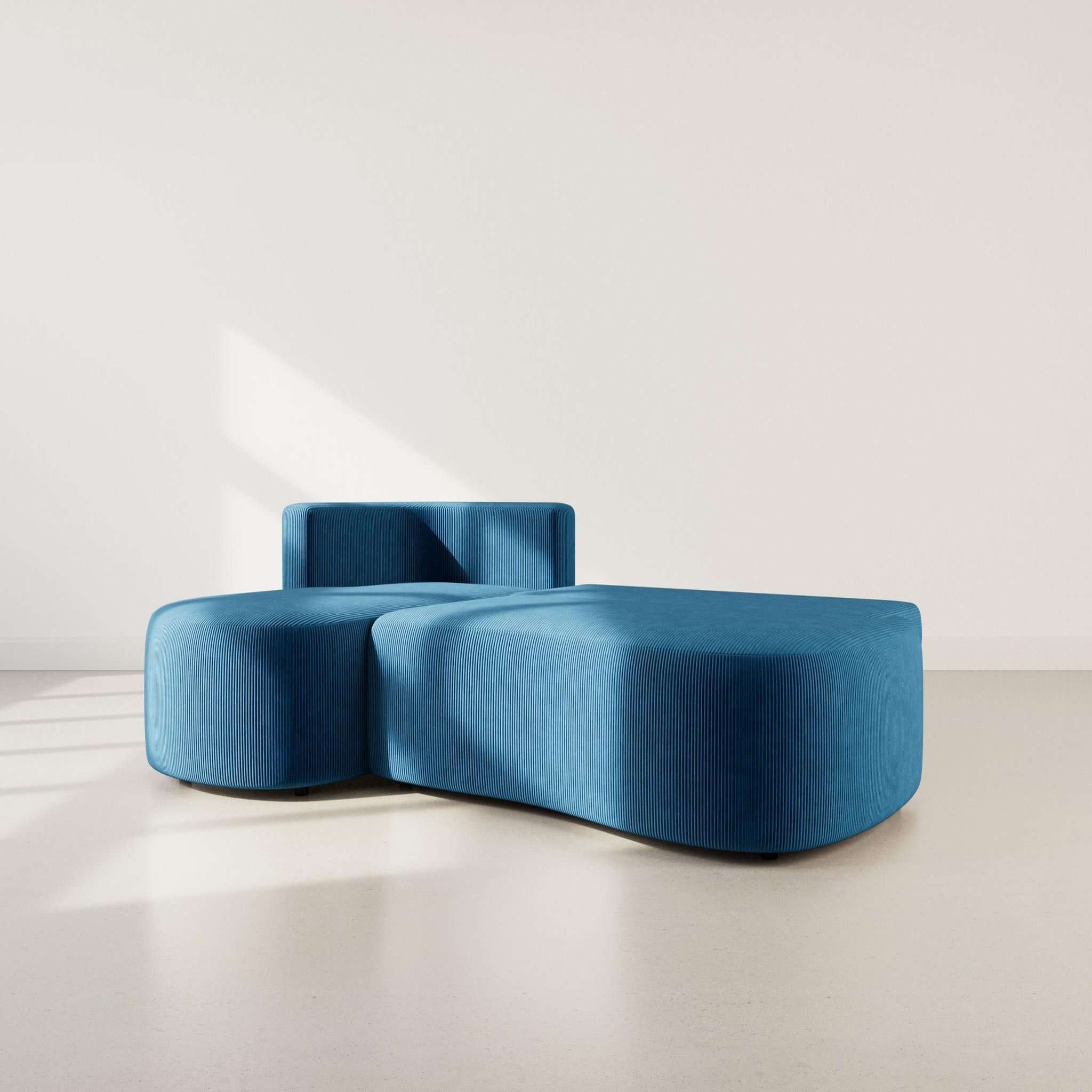 Voir la diapositive 2 : BEST MOBILIER Mahina - canapé d'angle gauche 4 places convertible avec coffre en velours côtelé