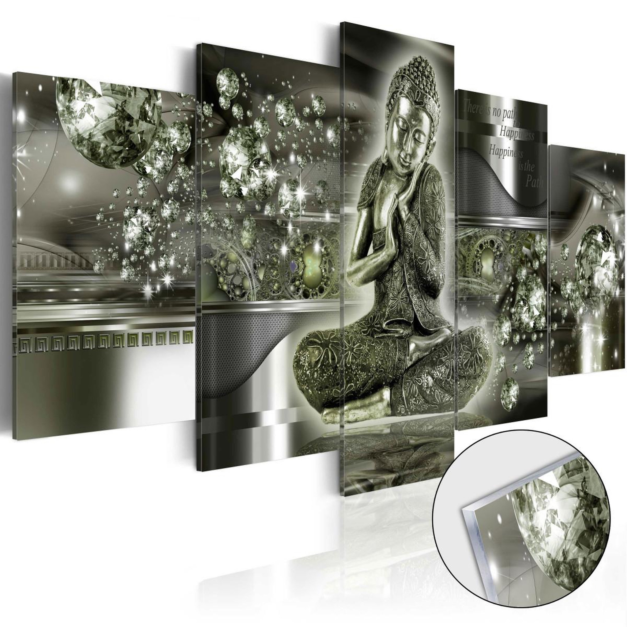 Paris Prix Tableau sur verre acrylique  emerald buddha. Coloris disponibles : Multicolore