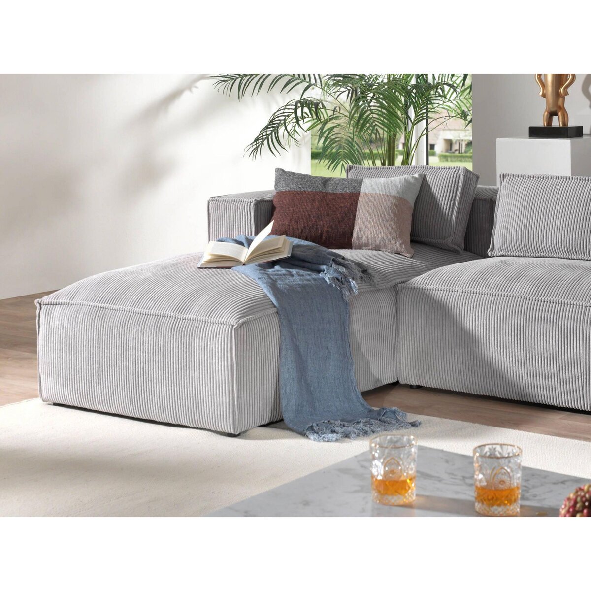 LISA DESIGN Stella - canapé d'angle - en velours côtelé - 4 places -style contemporain - gauche