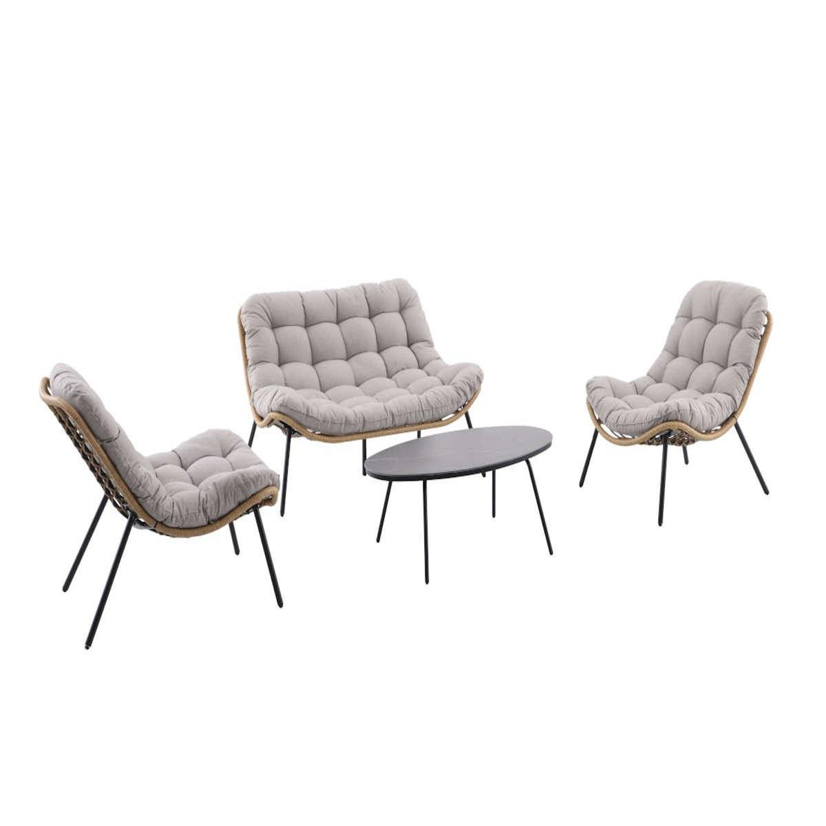 JARDIDECO Salon de jardin résine tressée Maiso Chill - 4 places - Jardideco