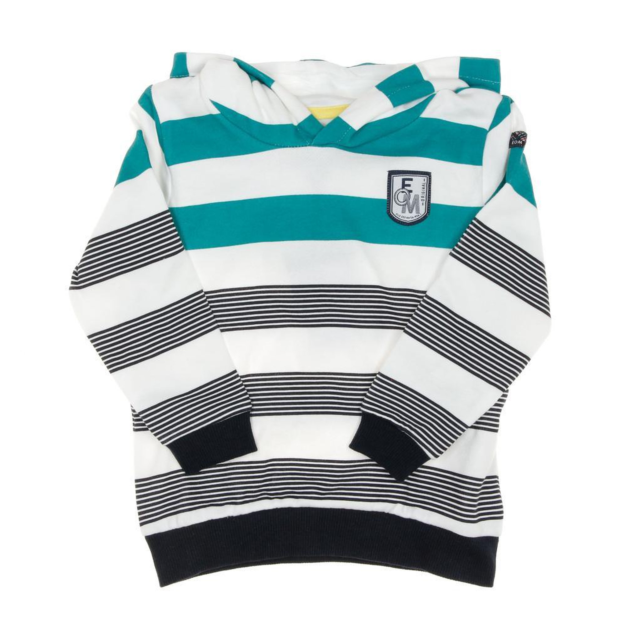 Voir la diapositive 1 : ELLE EST OU LA MER Sweat Zippé Vert/Blanc Rayure Garçon EOM Epouli
