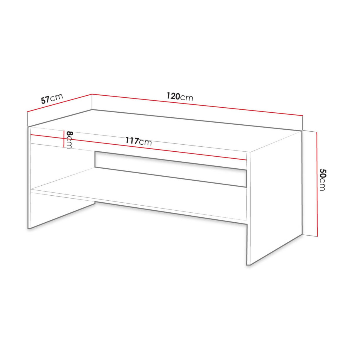 BEST MOBILIER Come - table basse - effet bois - 1 niche - 120 cm