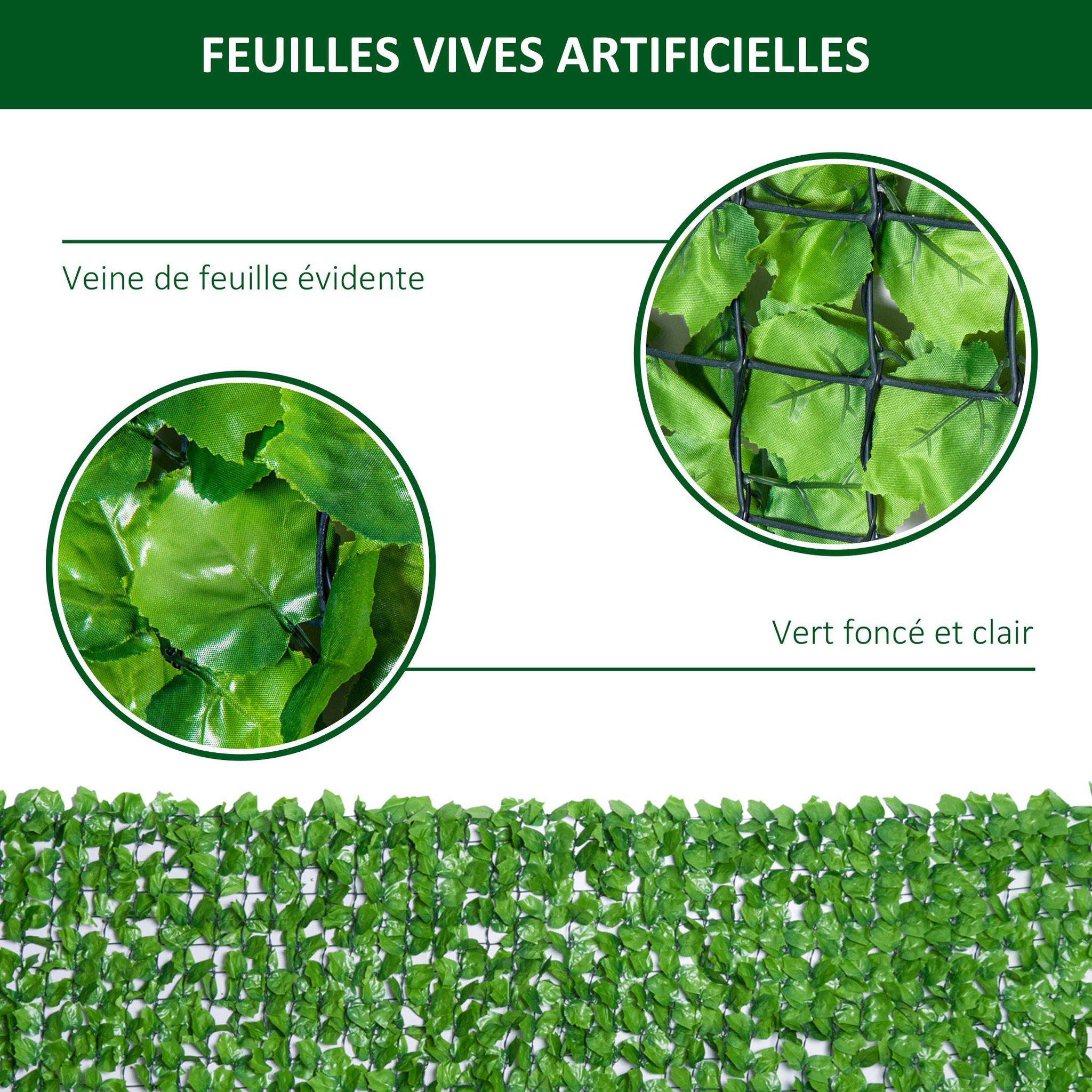 Voir la diapositive 6 : OUTSUNNY Haie artificiel érable brise-vue décoration rouleau 3L x 1H m  feuillage réaliste anti-UV vert