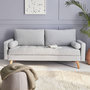 Voir la diapositive 3 : SWEEEK Canapé en tissu gris clair. 3 places scandinave fixe. droit. pieds bois