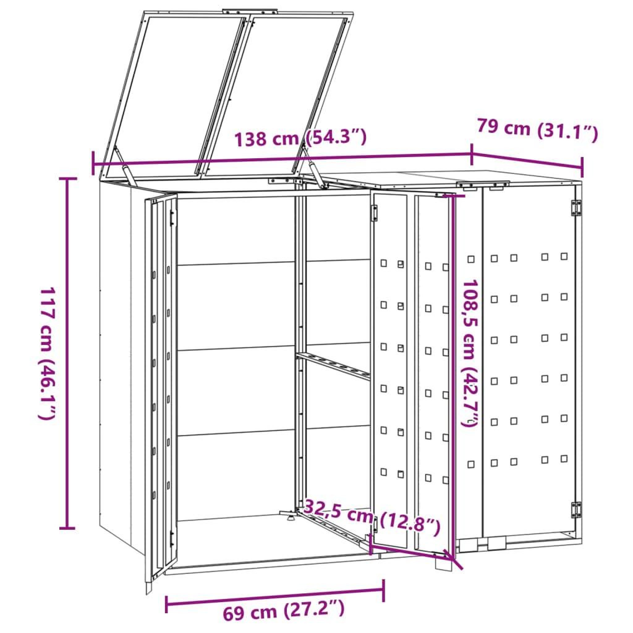 Voir la diapositive 6 : VIDAXL Rangement a roulettes pour poubelles pour 2 bacs anthracite