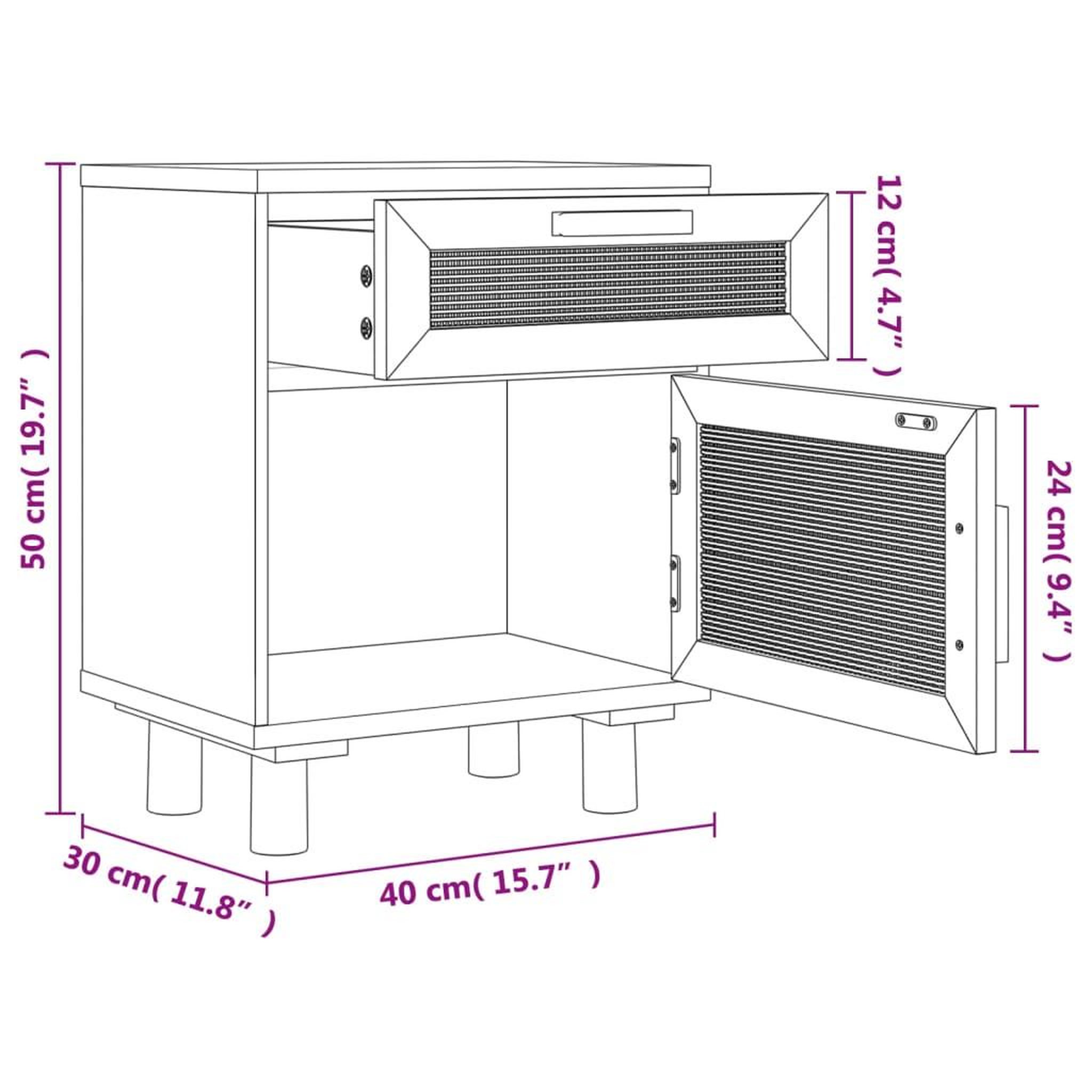 Voir la diapositive 6 : VIDAXL Tables de chevet 2 pcs Noir Bois de pin massif et rotin naturel
