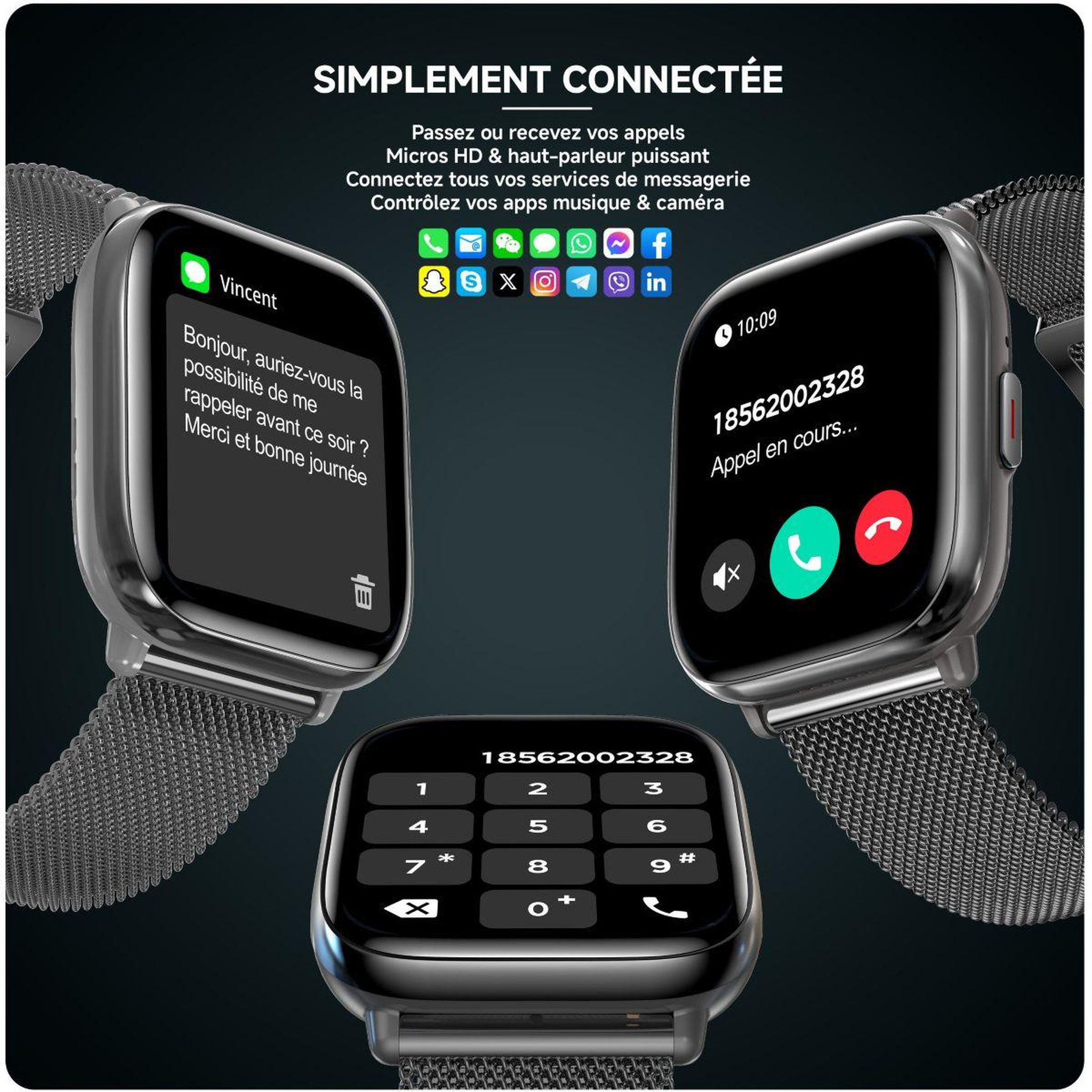 Voir la diapositive 5 : Echo Montre connectée Rainbow Nano Metal Silicone + Milanais