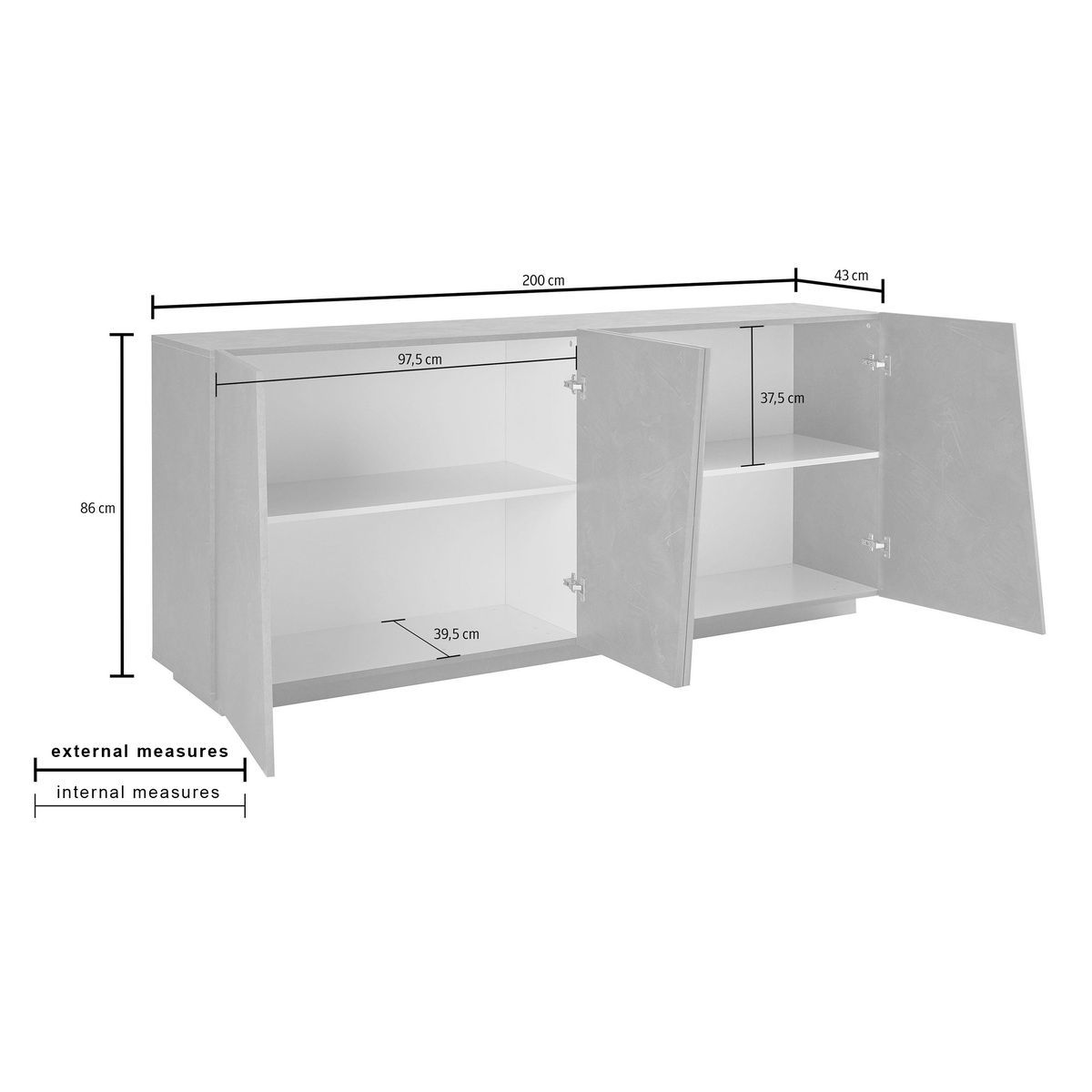 Buffet 4 portes 200cm VERONA