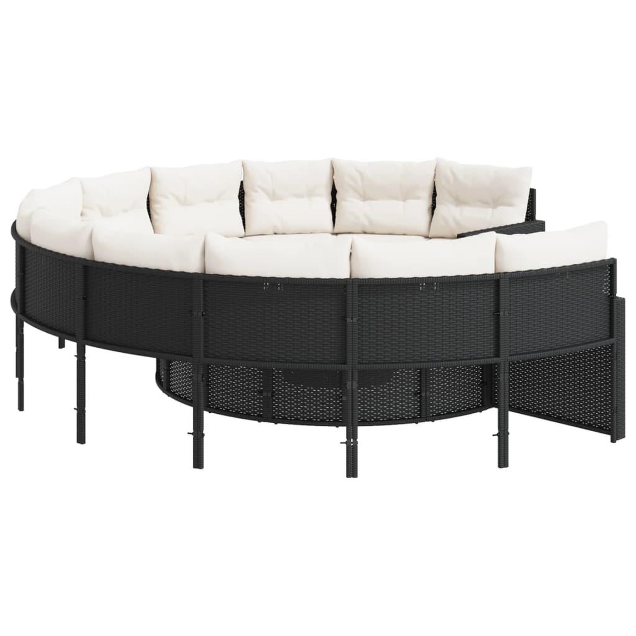 Voir la diapositive 4 : VIDAXL Canape de jardin avec coussins rond noir resine tressee