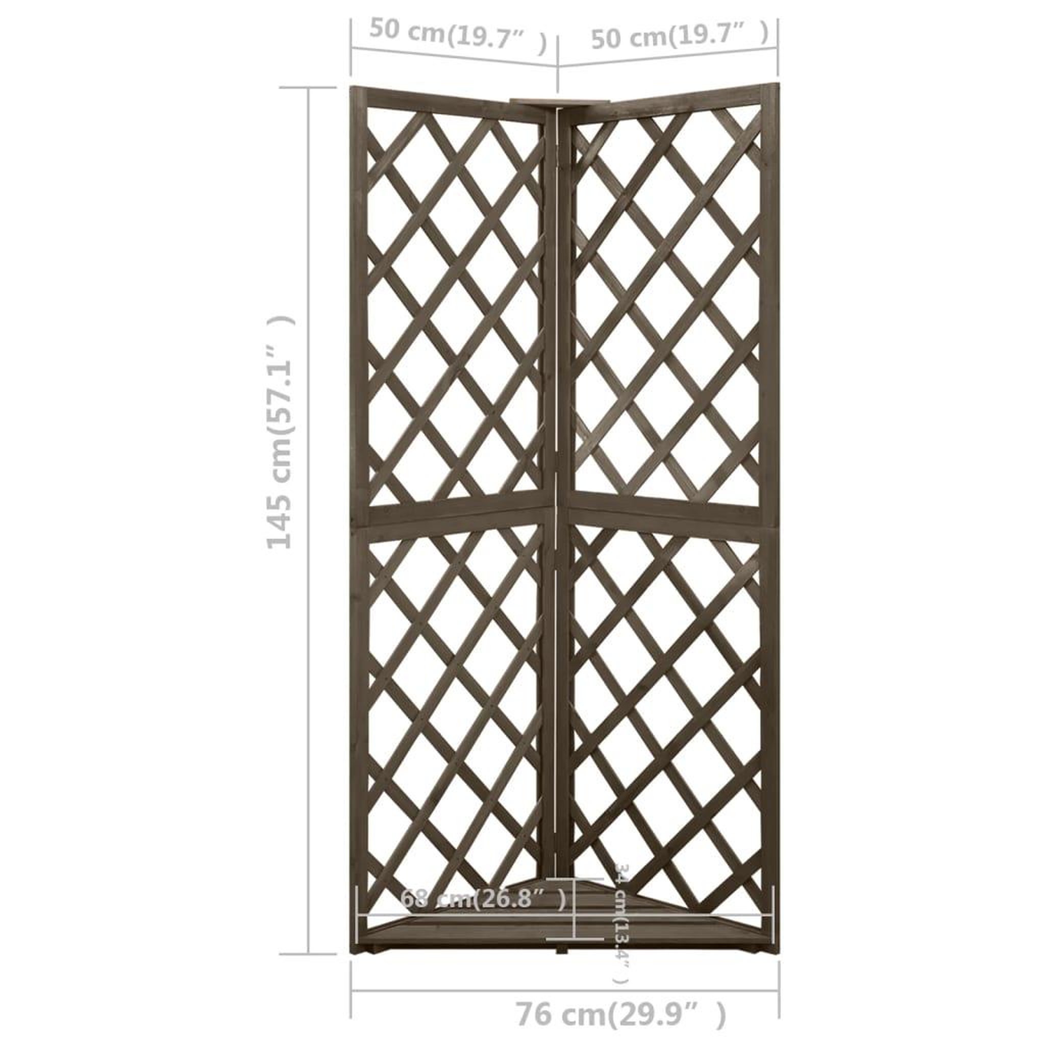 Voir la diapositive 6 : VIDAXL Treillis d'angle Gris 50x50x145 cm Bois de sapin massif