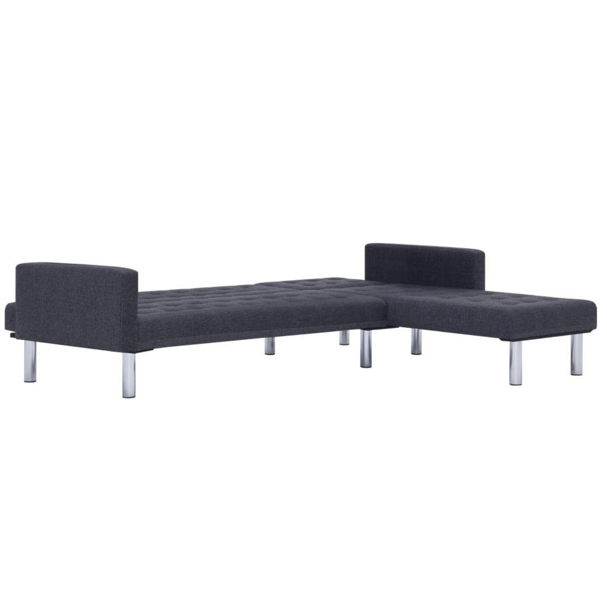 VIDAXL Canape-lit en forme de L gris fonce polyester