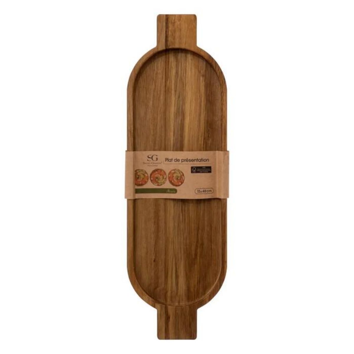 SECRET DE GOURMET Plat de Présentation en Bois  Acacia  48cm Marron