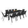 Voir la diapositive 1 : ID MARKET Salon de jardin MADRID table 240 CM et 10 chaises empilables noir