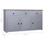 Voir la diapositive 6 : VIDAXL Buffet Gris 135x40x80 cm Pin solide Assortiment Panama