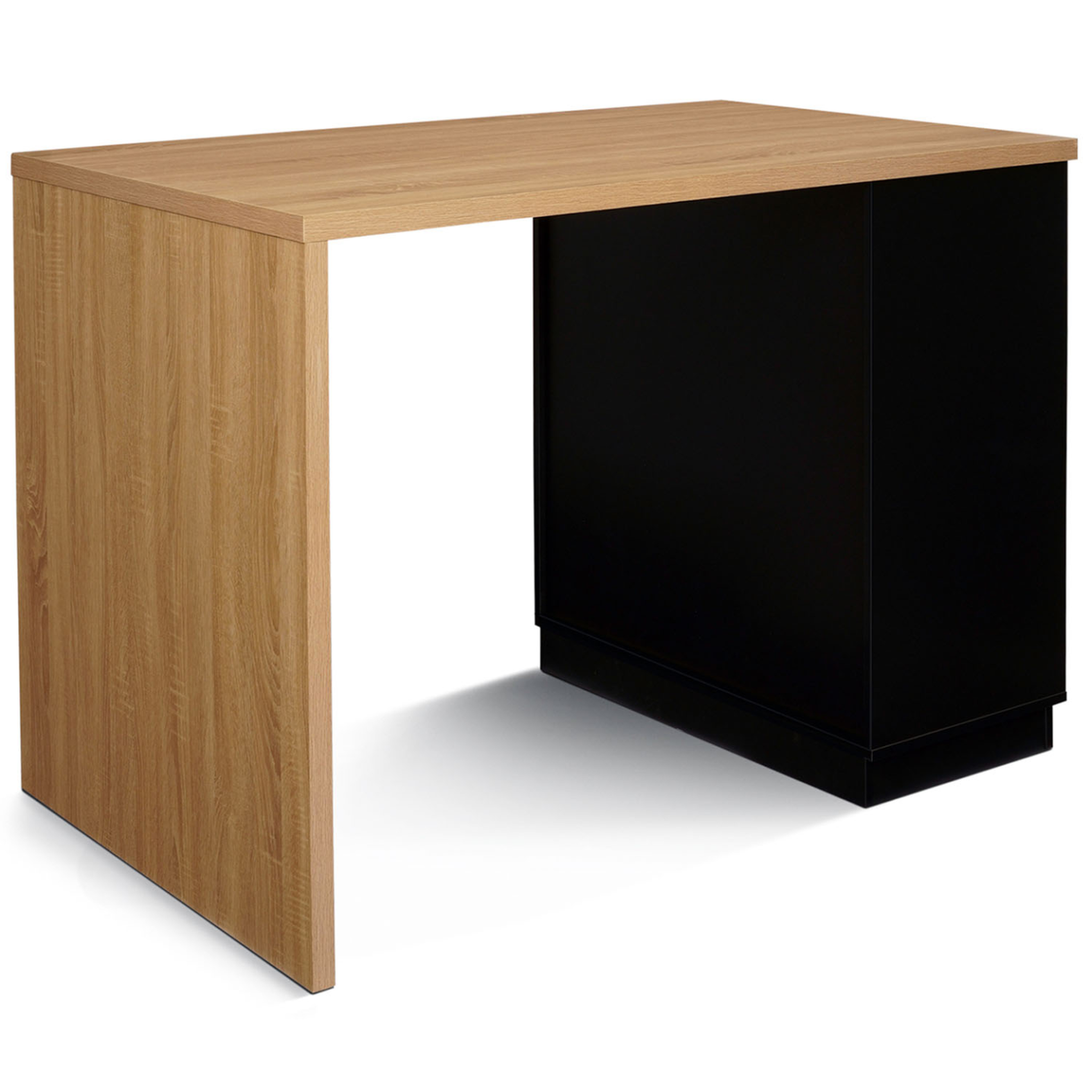 Voir la diapositive 3 : ID MARKET Ilot central mange-debout 4 personnes vito 130 cm noir et plateau bois