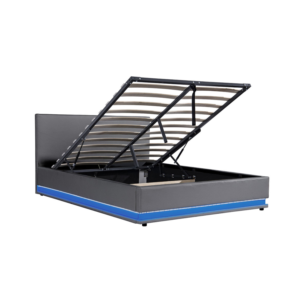 Lit coffre 140x190cm avec contour lit LED + sommier à lattes inclus GALAXY