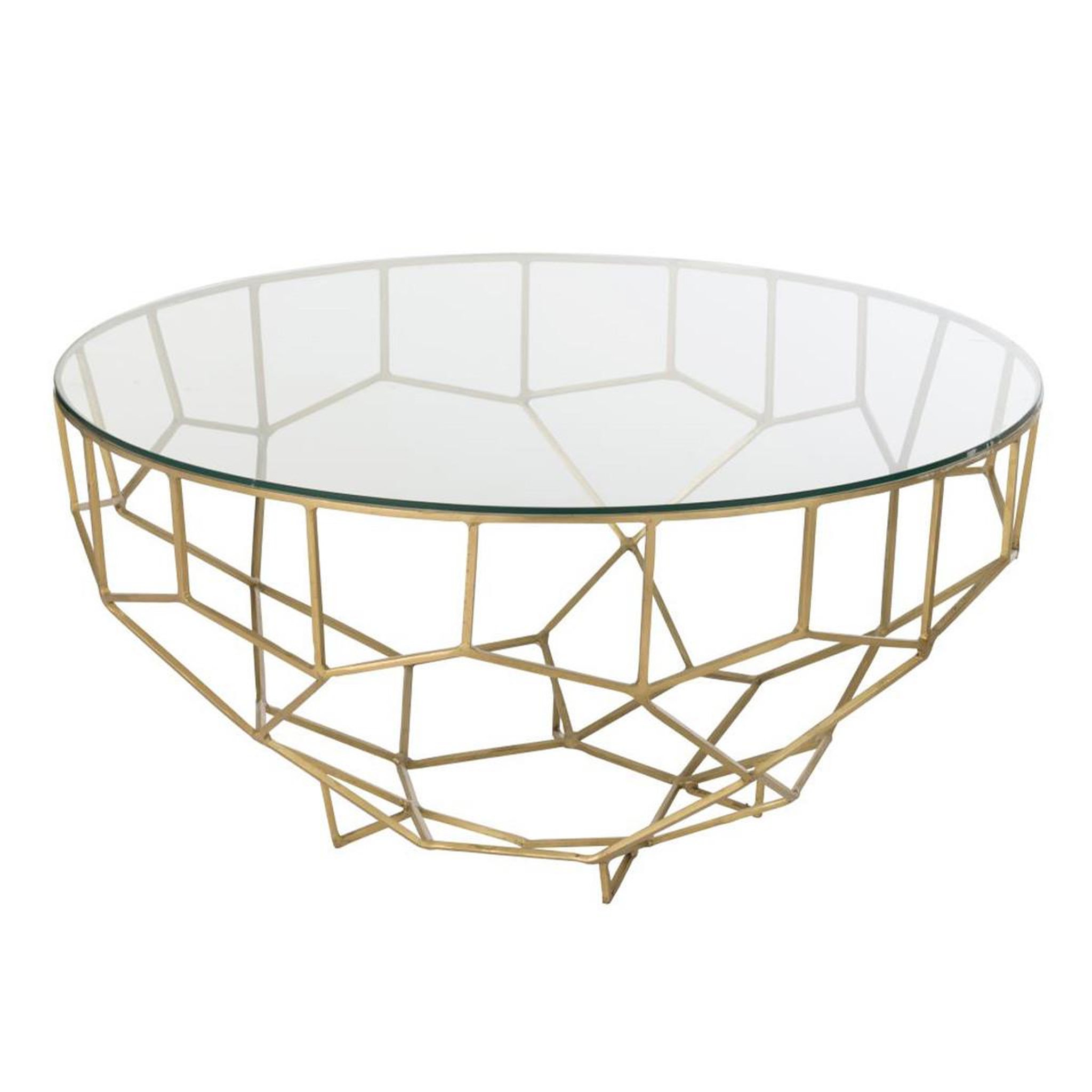 J-LINE Table basse design en verre  moza  90cm or