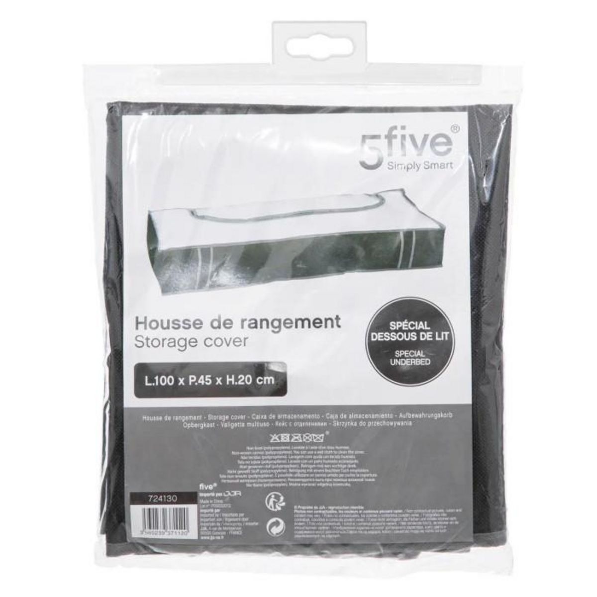 B BASIC & CO Housse de Rangement Lit Pliable  Order  100cm Noir