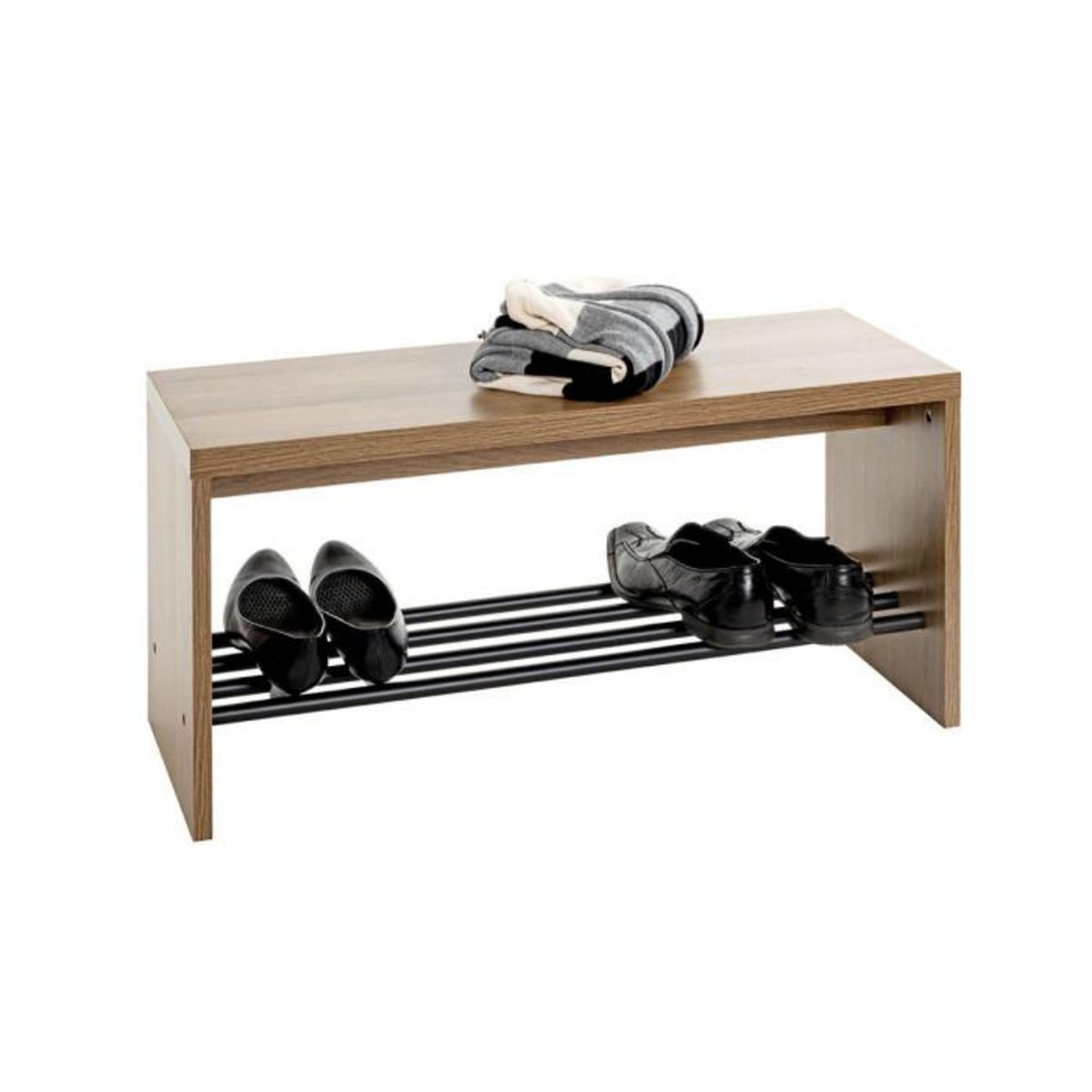 Paris Prix Meuble à Chaussures & Banc  Miranda  80cm Chêne Foncé & Noir