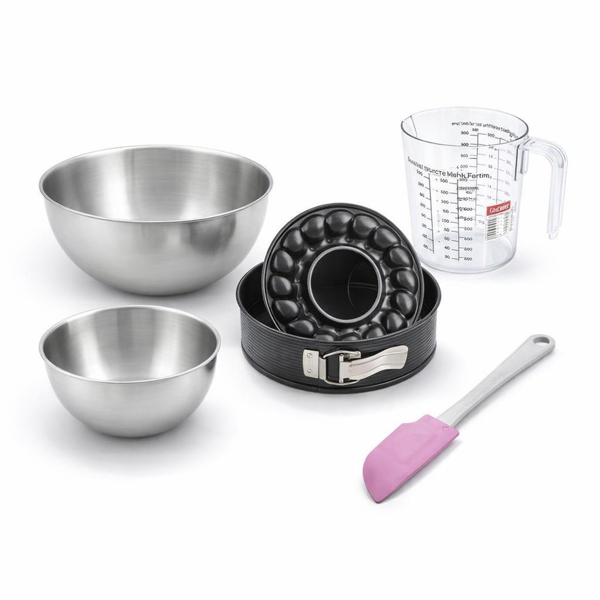 ZENKER Set à pâtisserie 1 moule à savarin antiadhésif 2 bols à mixer 1 verre mesureur et 1 spatule zenker black metallic