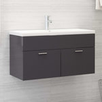 VIDAXL Armoire d'evier et lavabo integre Gris brillant Bois ingenierie