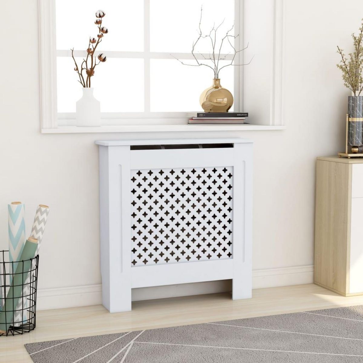 VIDAXL Cache-radiateur MDF Blanc 78 cm