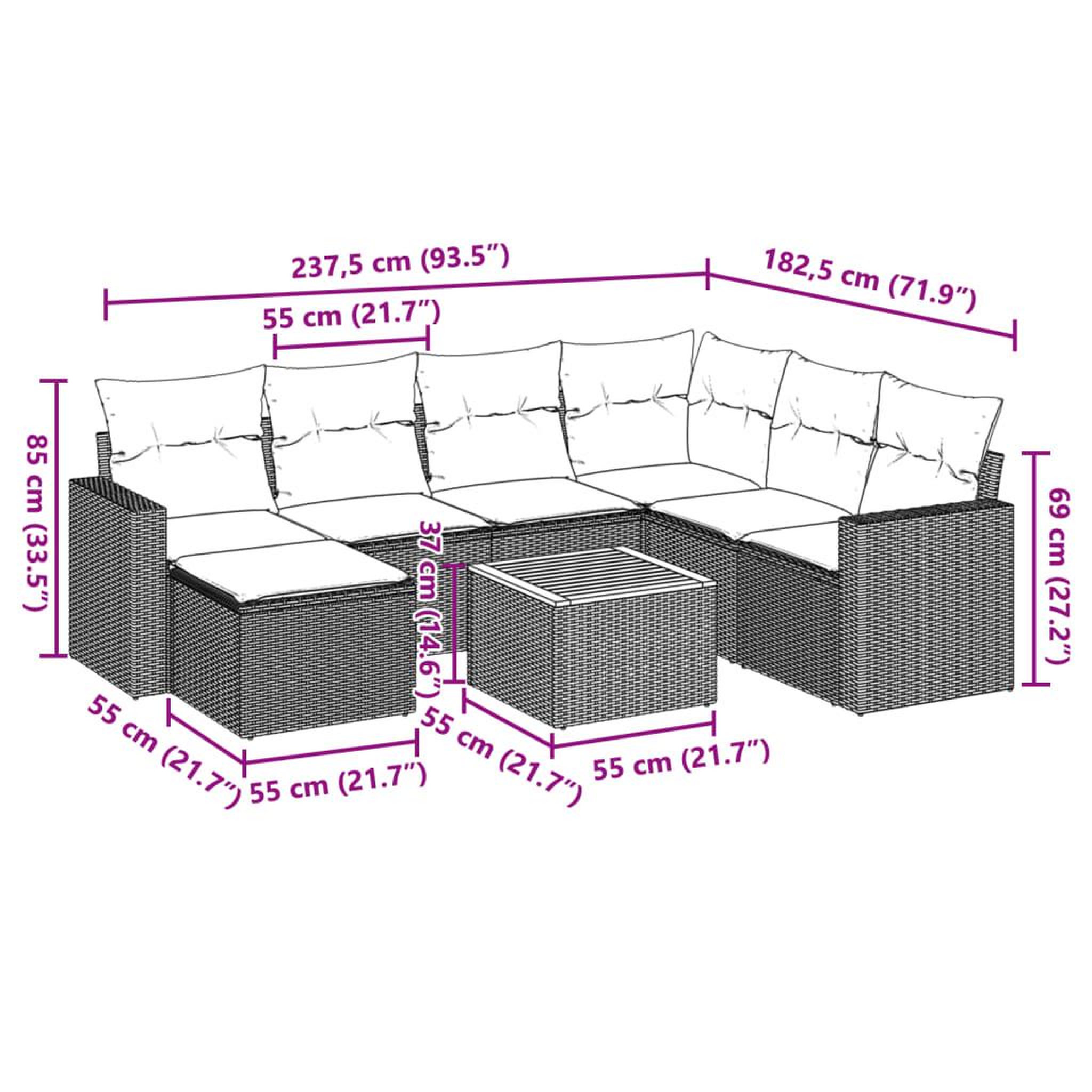 Voir la diapositive 6 : VIDAXL Salon de jardin 5 pcs avec coussins noir resine tressee