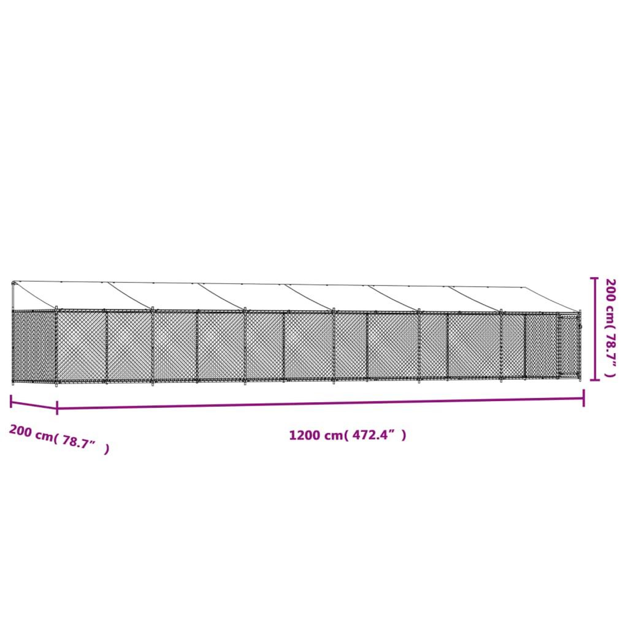 Voir la diapositive 6 : VIDAXL Cage pour chien avec toit et porte gris 12x2x2m acier galvanise
