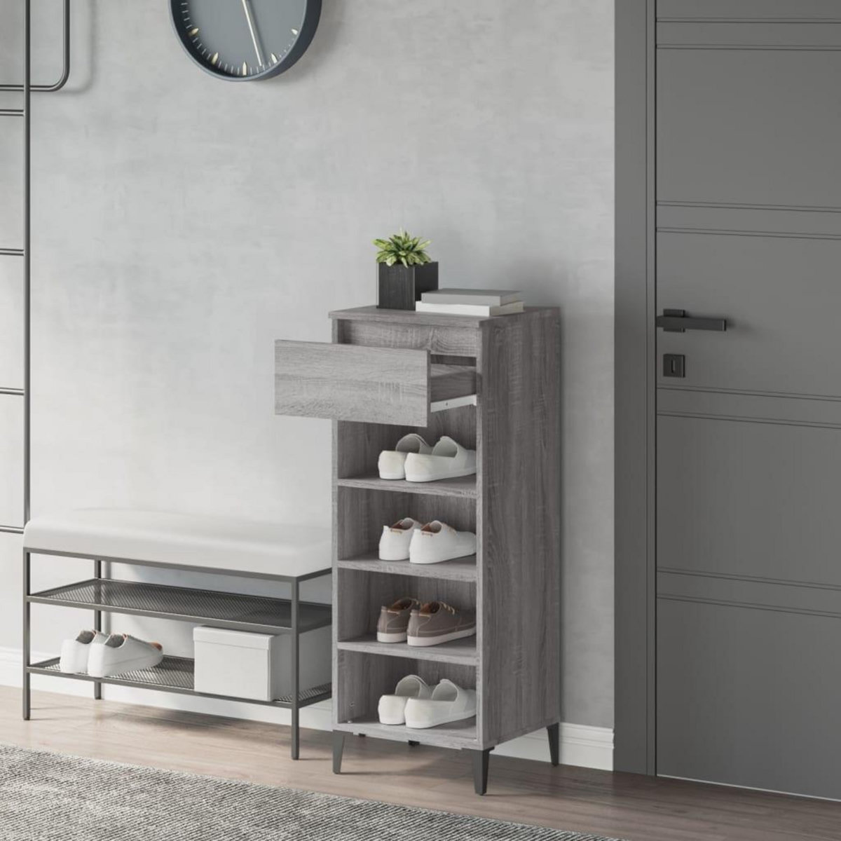 VIDAXL Etagere a chaussures Sonoma gris 40x36x105 cm Bois ingenierie
