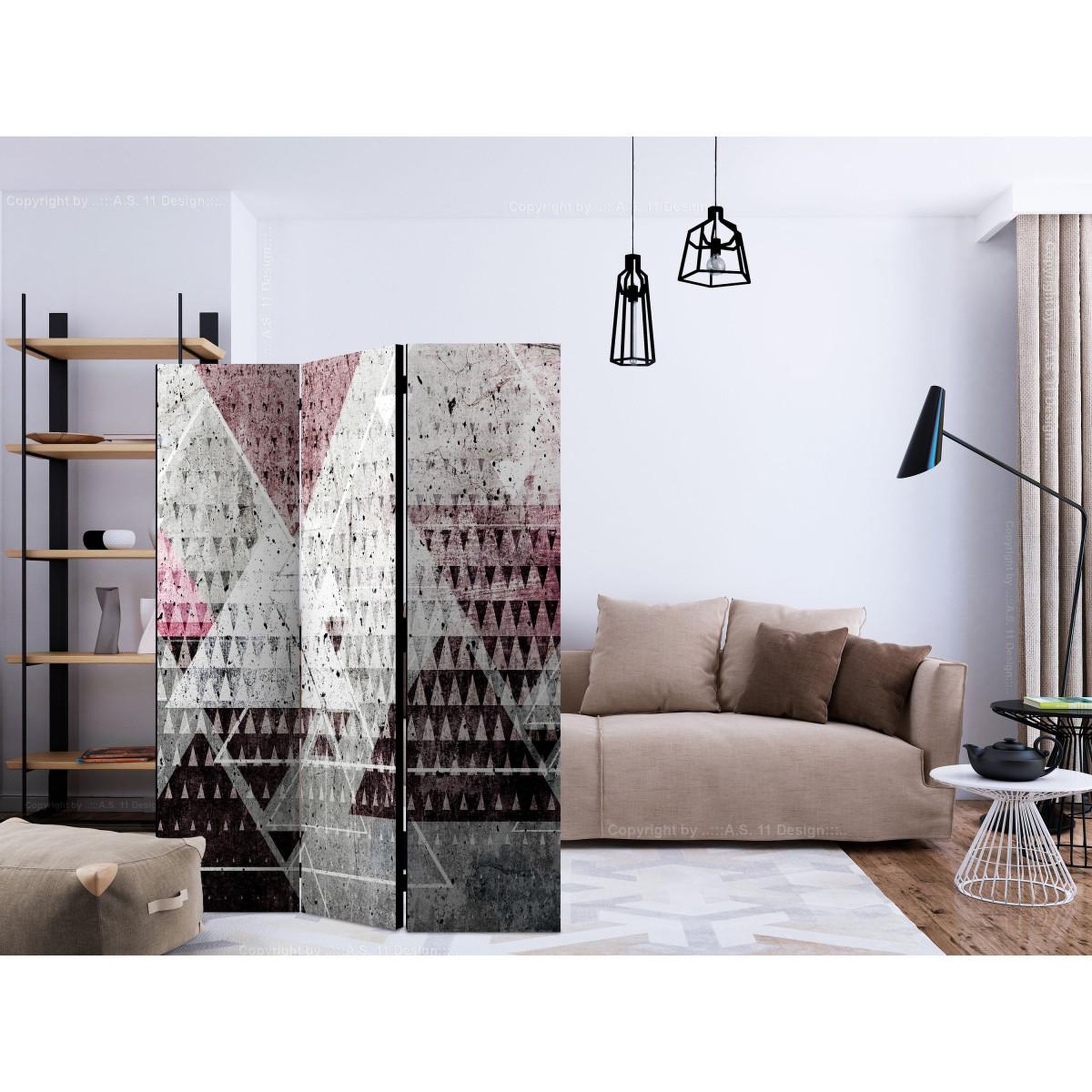 Voir la diapositive 2 : Paris Prix Paravent 3 Volets  Triangles  135x172cm