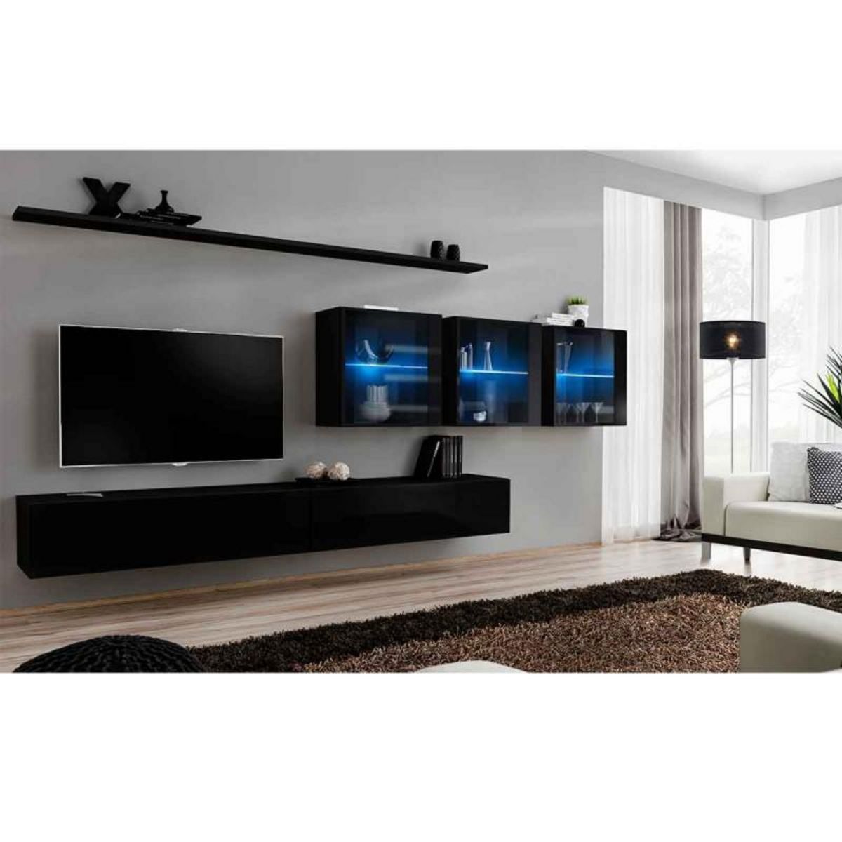 Paris Prix Meuble TV Mural Design  Switch XVII  340cm Noir