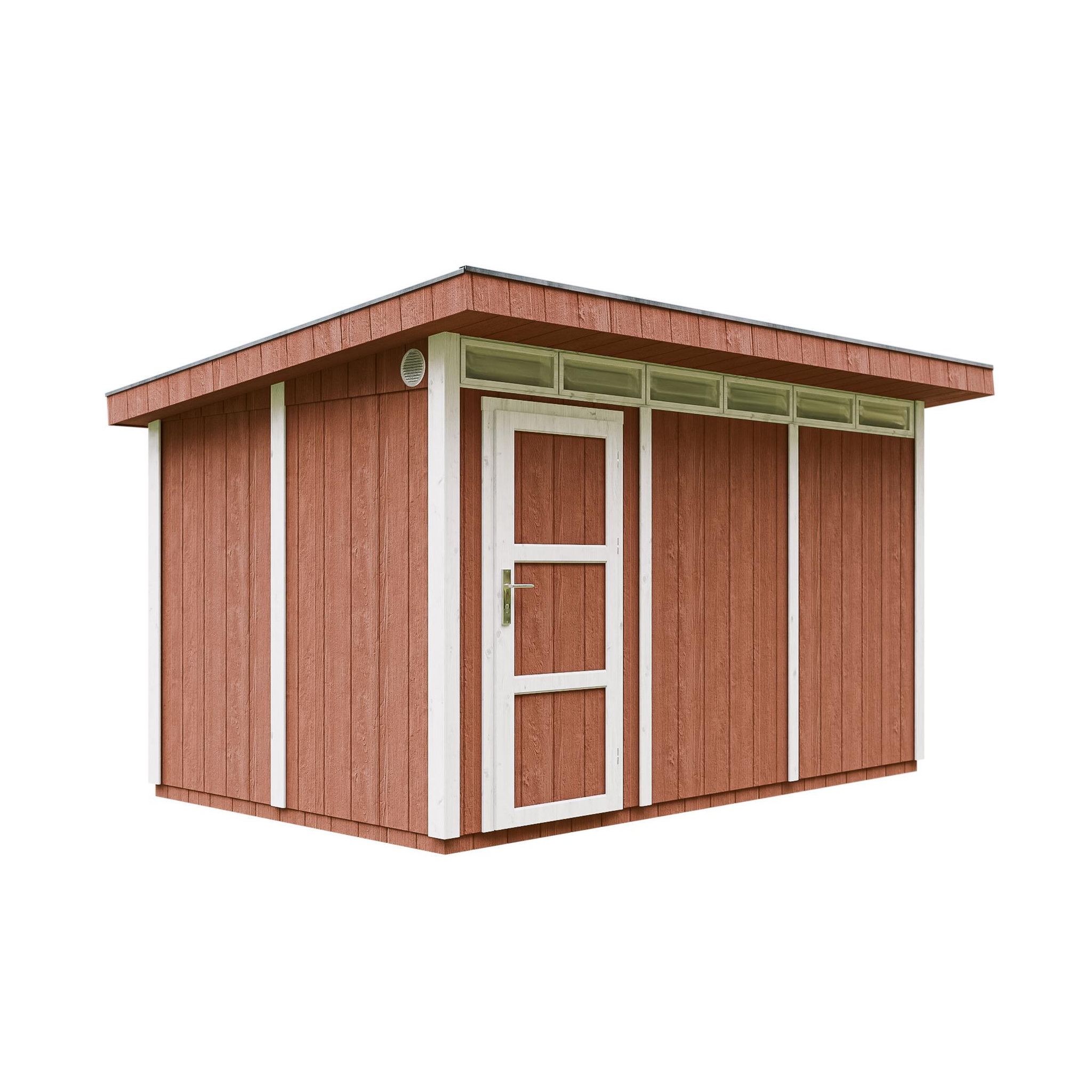 Voir la diapositive 1 : TIMBELA Abri de Jardin Qualité Premium 9m²L412xL279xH237cm avec sol, bardeaux bitumineux M904