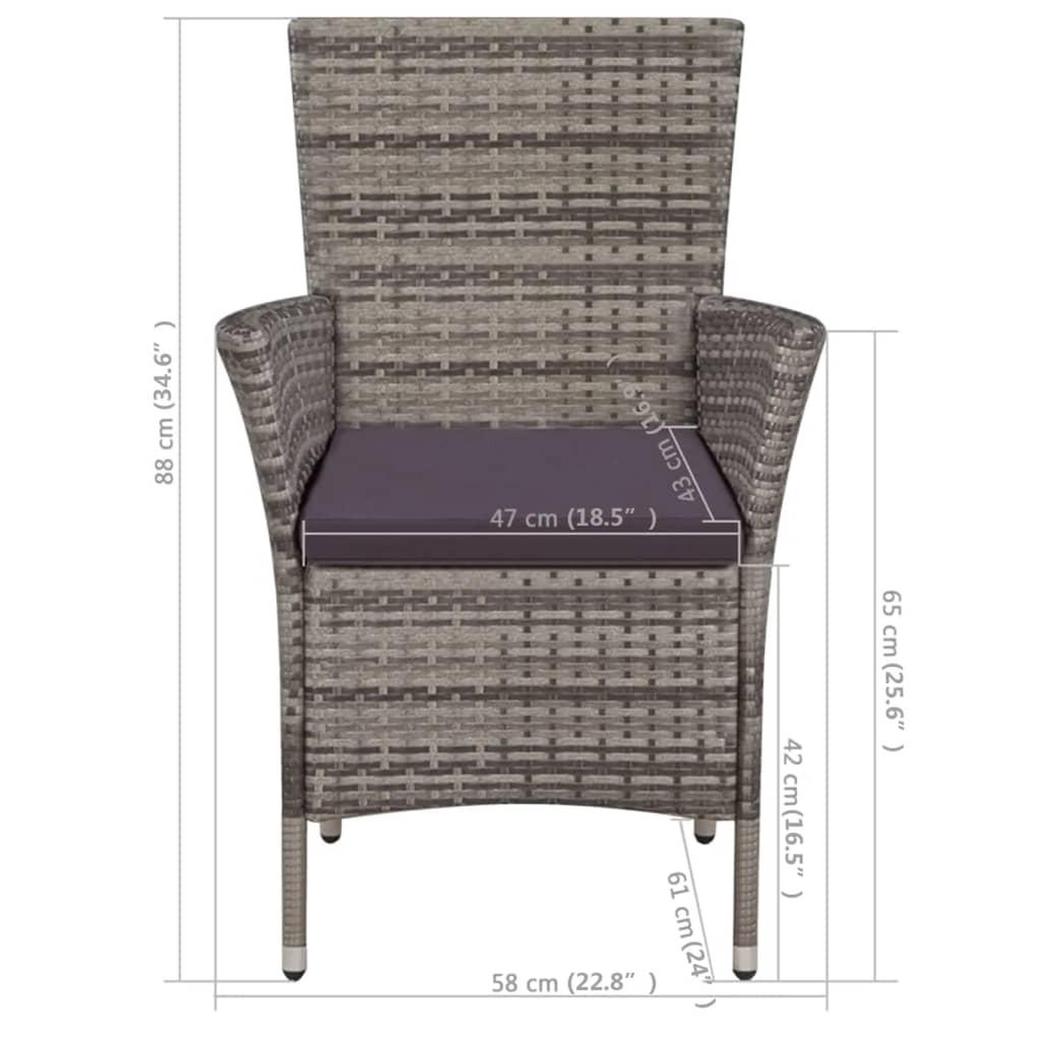 Voir la diapositive 6 : VIDAXL Chaise et tabouret d'exterieur et coussins Resine tressee Gris