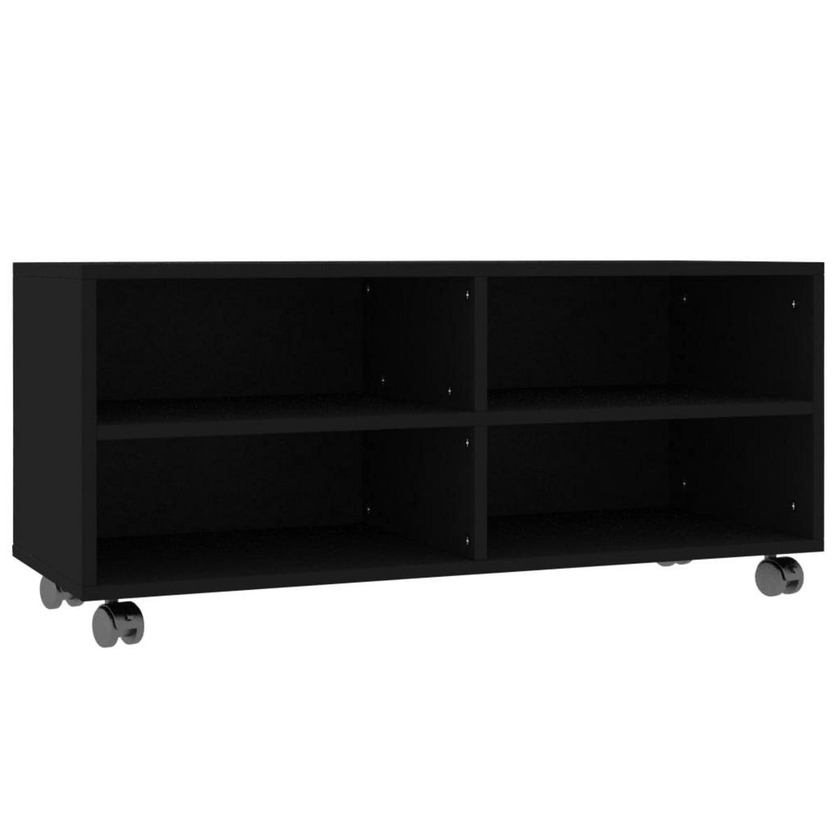 VIDAXL Meuble TV avec roulettes Noir 90x35x35 cm Bois d'ingenierie