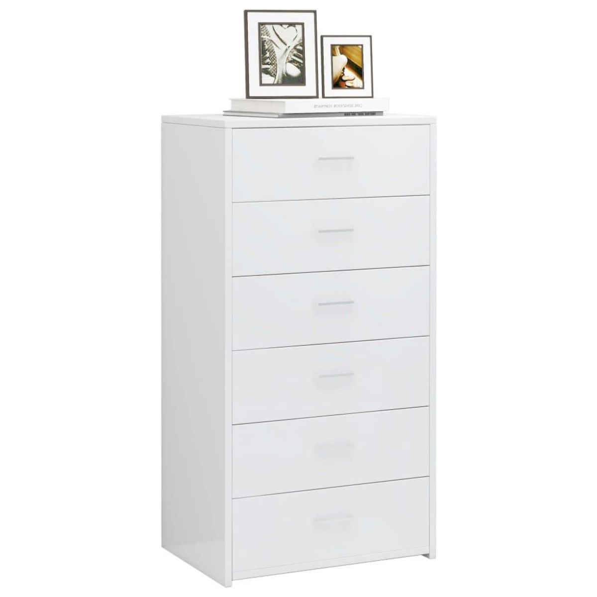 VIDAXL Buffet avec 6 tiroirs Blanc brillant 50x34x96cm Bois ingenierie