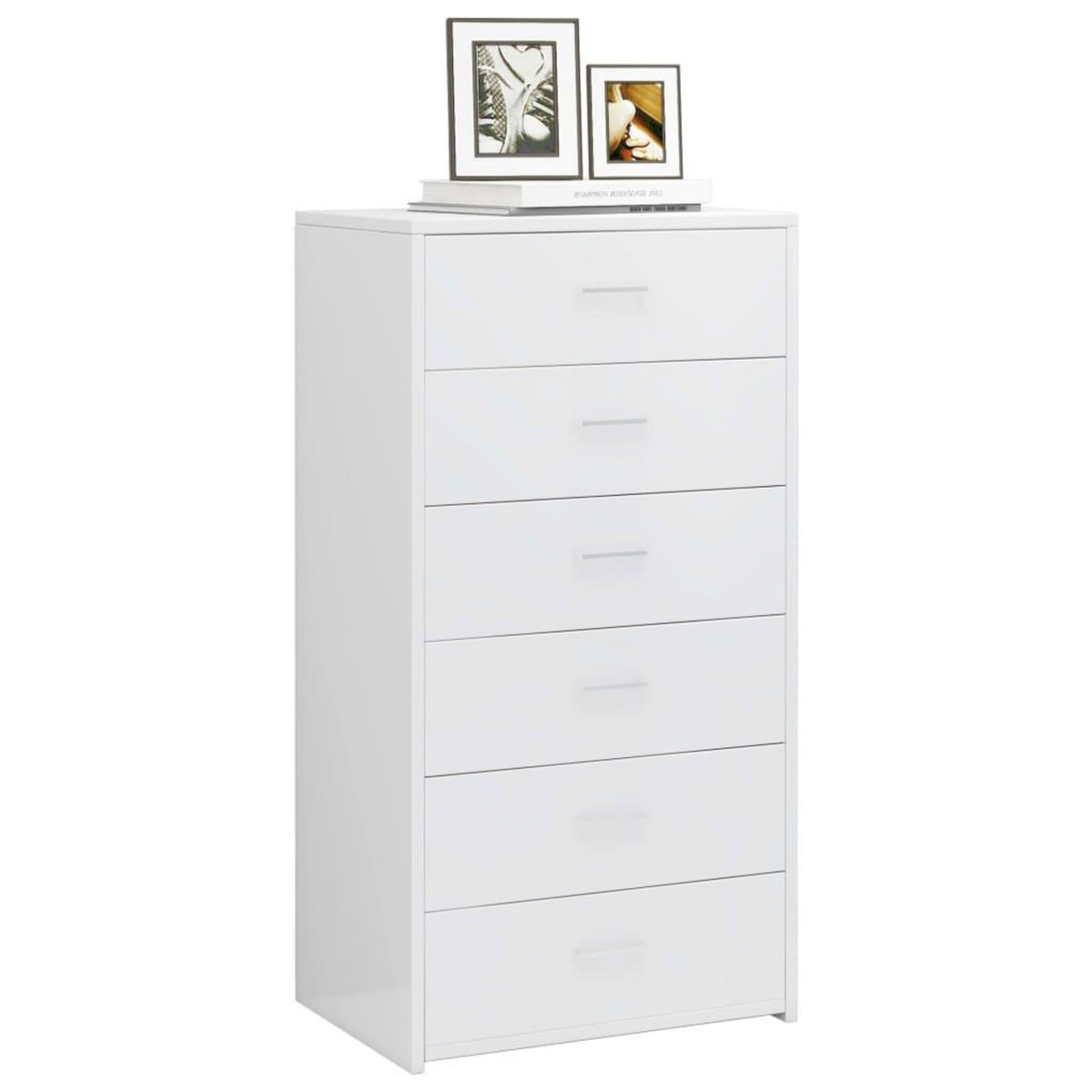 VIDAXL Buffet avec 6 tiroirs Blanc brillant 50x34x96cm Bois ingenierie
