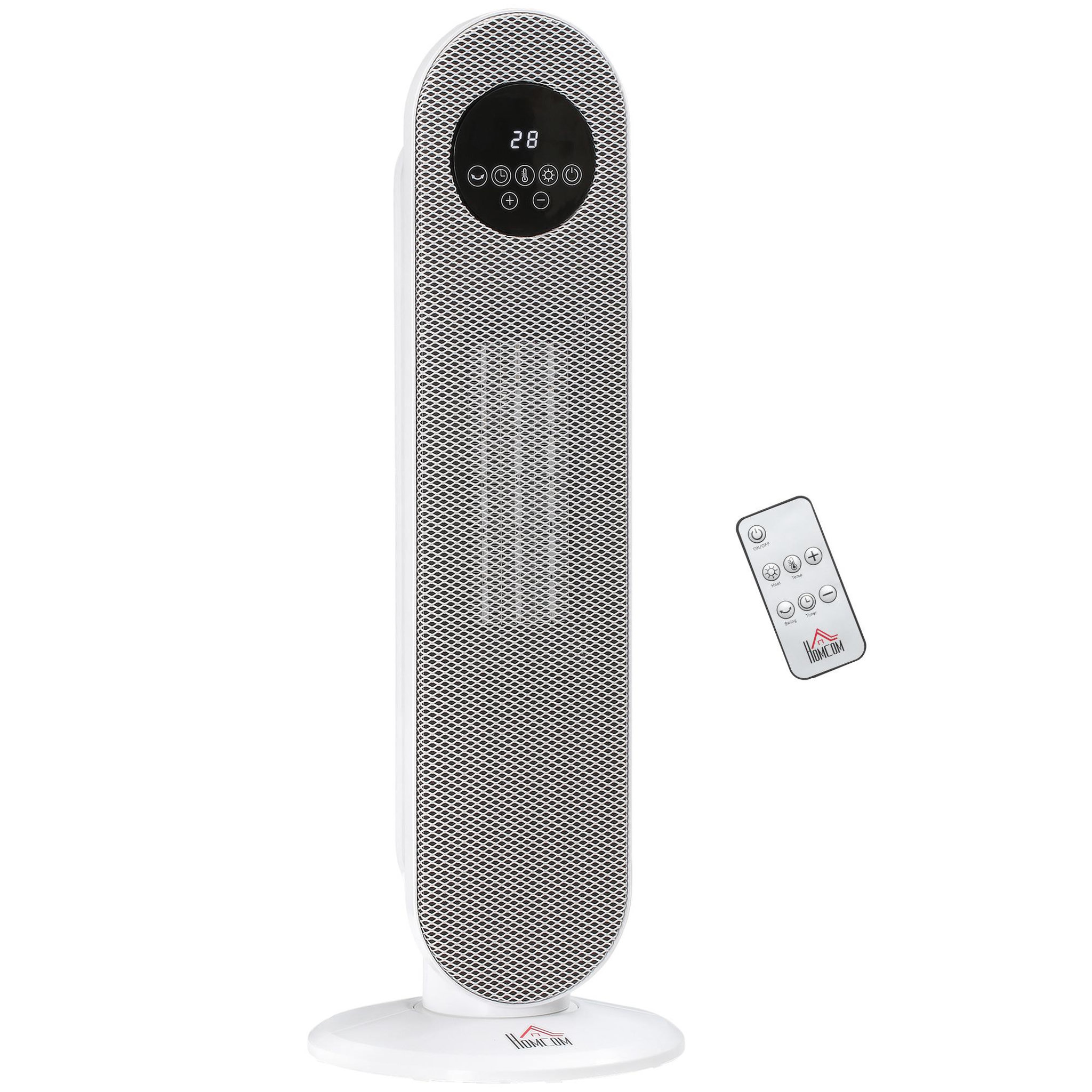 Voir la diapositive 1 : HOMCOM Chauffage soufflant oscillant 2000 W - radiateur céramique PTC - 2 niv. puissance - chauffage d'appoint avec télécommande blanc noir