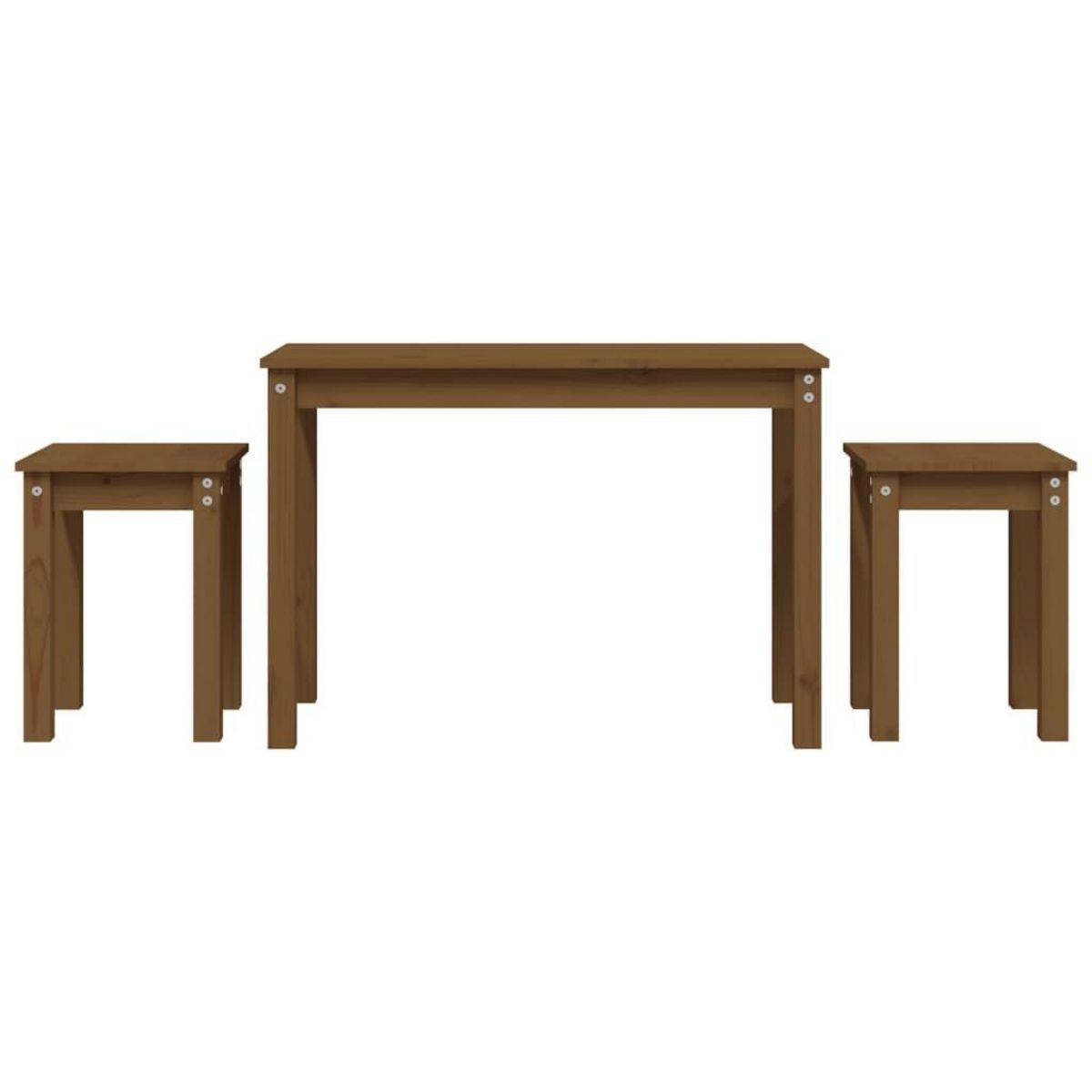 VIDAXL Tables gigognes 3 pcs Marron miel Bois de pin massif
